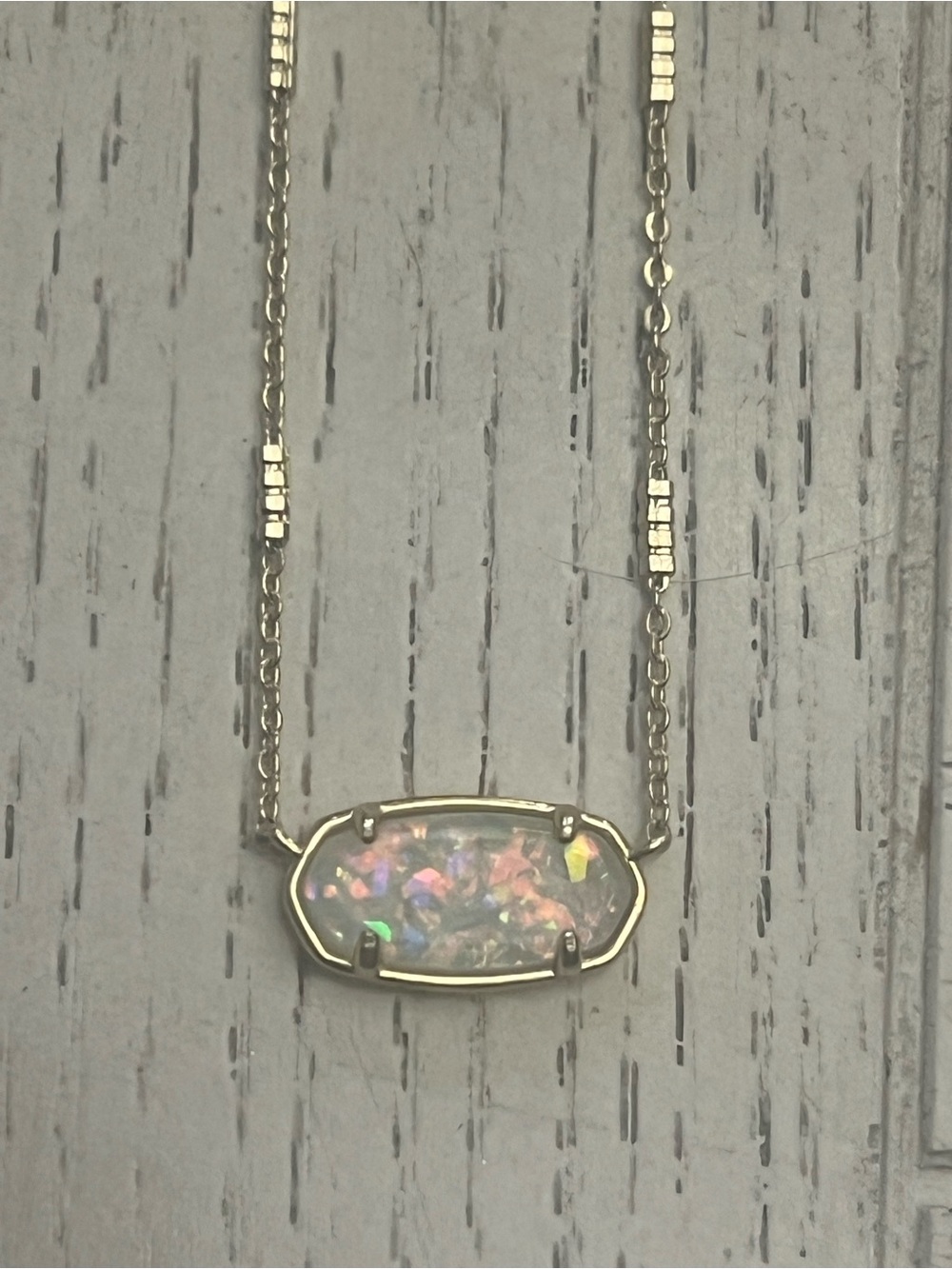 Kendra Scott “Elisa” Gold Iridescent Opal Pendant Station Necklace Adjustable